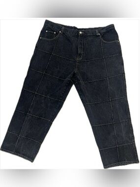 ✨ Vibes Gold Label Y2K Dark Wash Paneled Baggy Jeans - 48x32 - Streetwear
